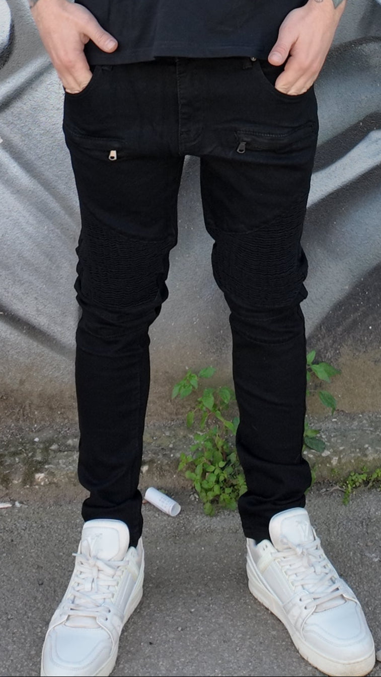 Jeans biker zip