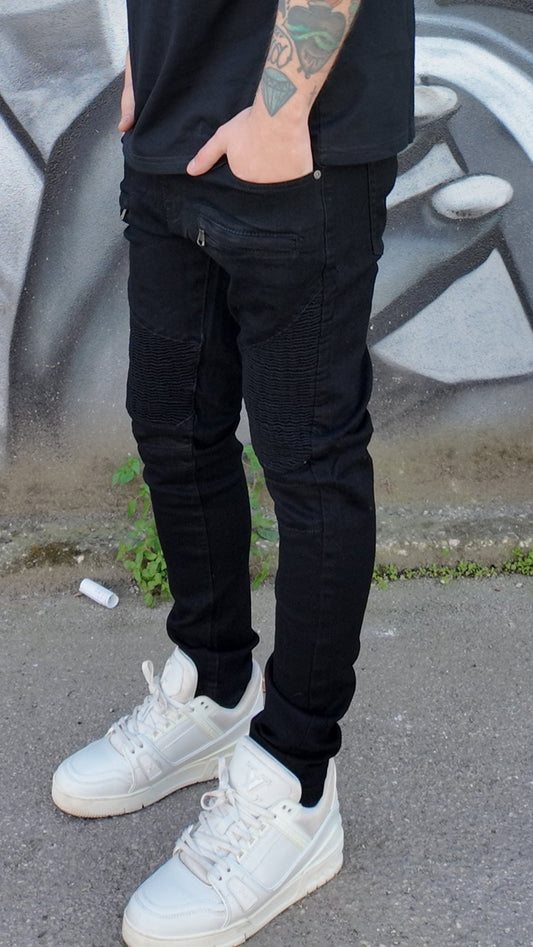 Jeans biker zip